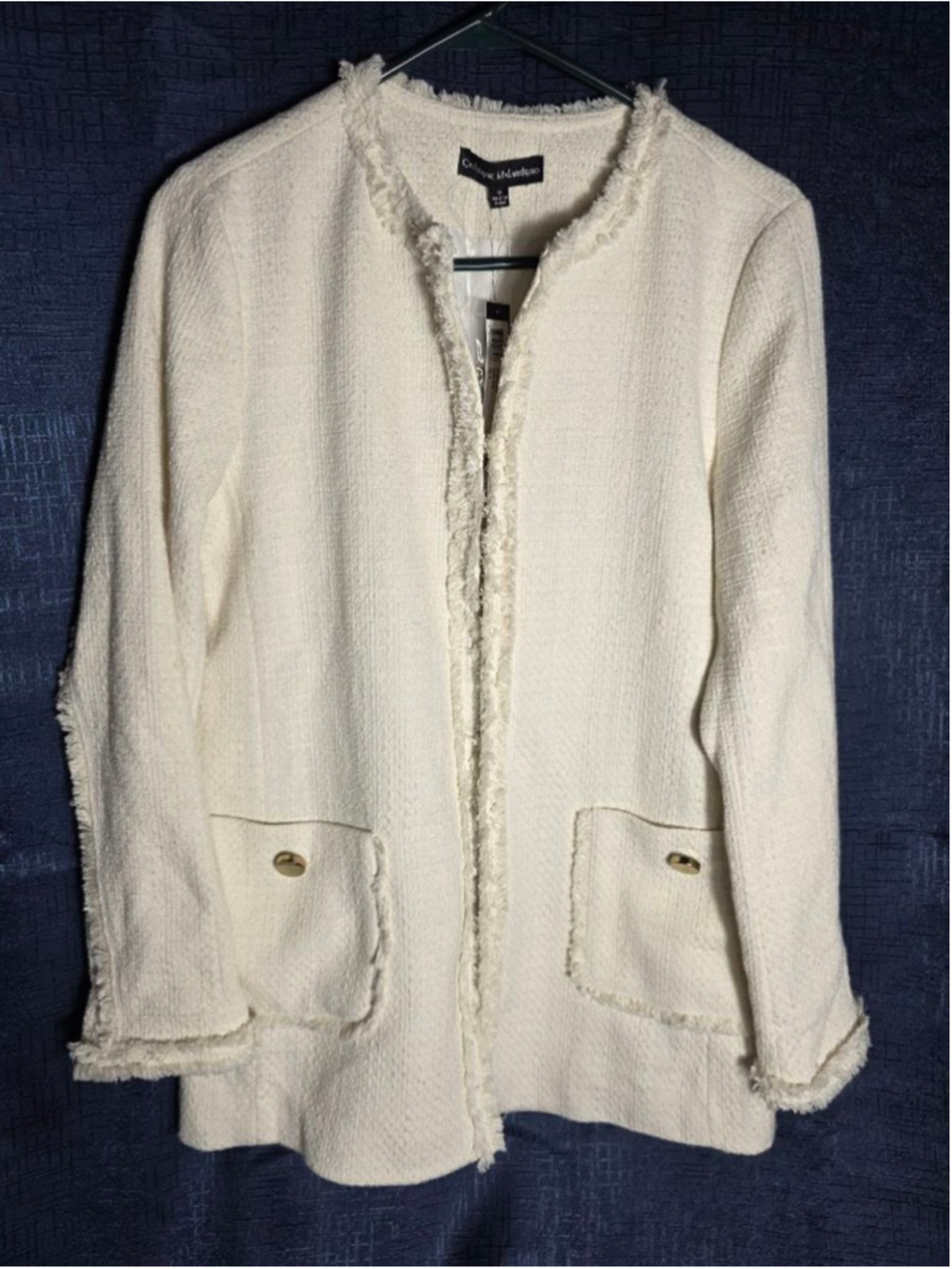 Women's Catherine Malandrino Cream Tweed Blazer Jacket Size 10 vintage work
